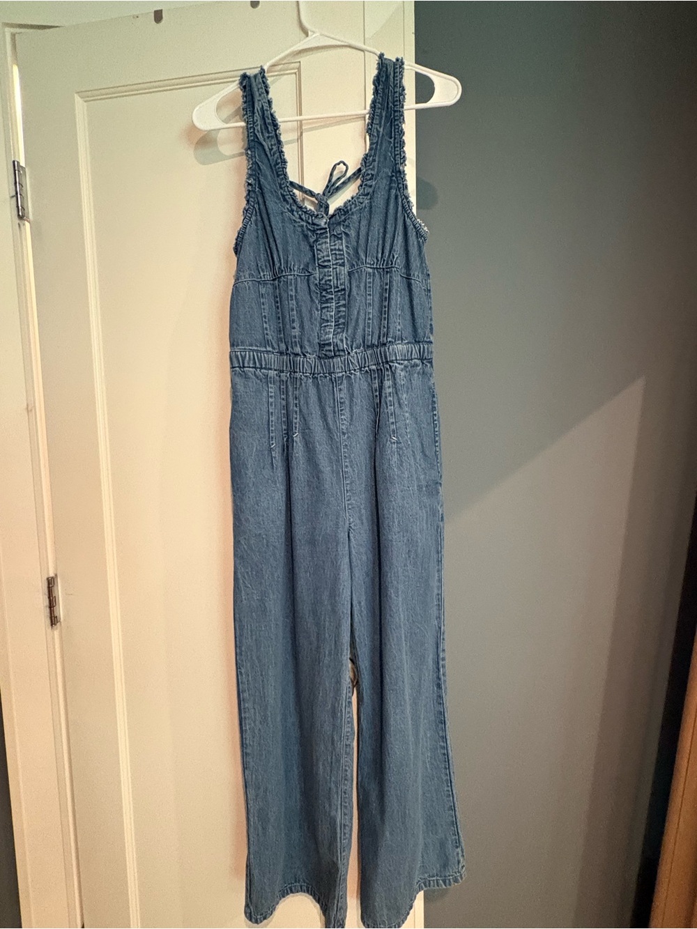 Free People Lucille Denim Wide-Leg Jumpsuit - Blue